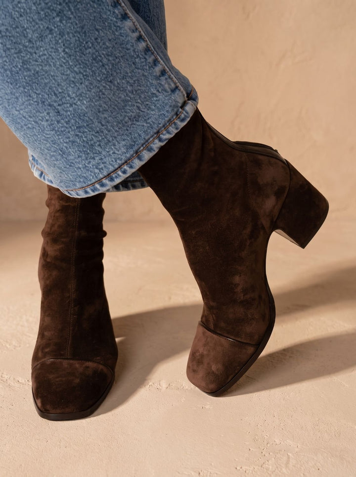 Bottes Mi-Mollet à Bout Carré – Marron Foncé
