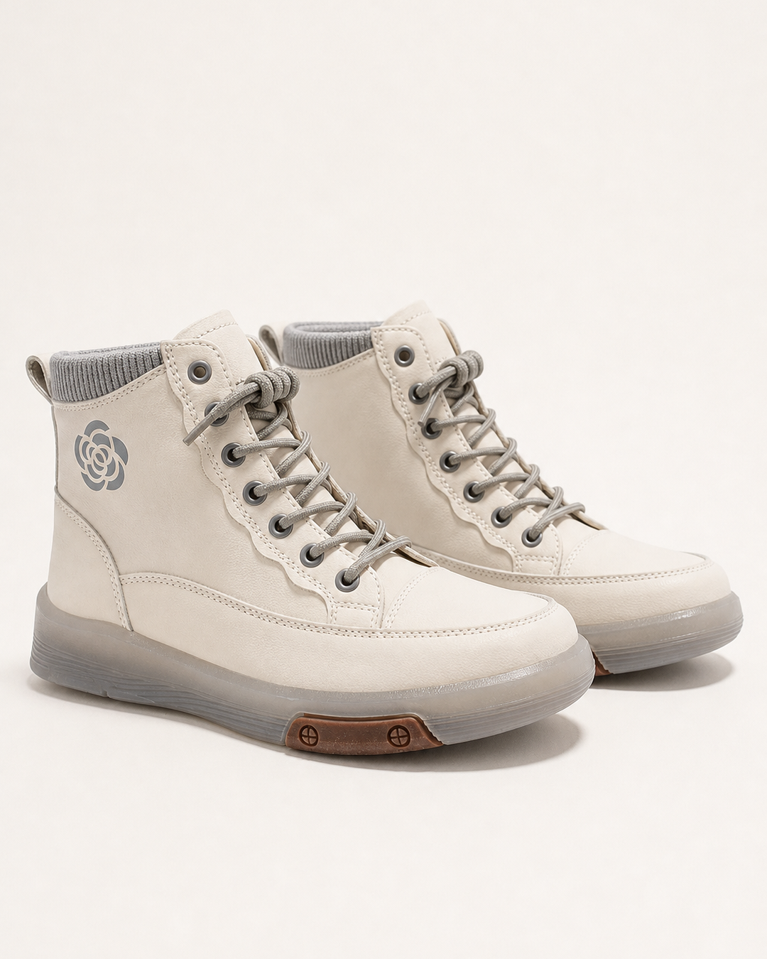 Bottines Montantes Style Urbain – Grège