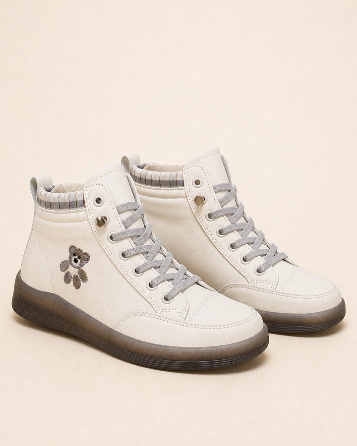 Bottines Montantes Style Urbain – Gris Pâle