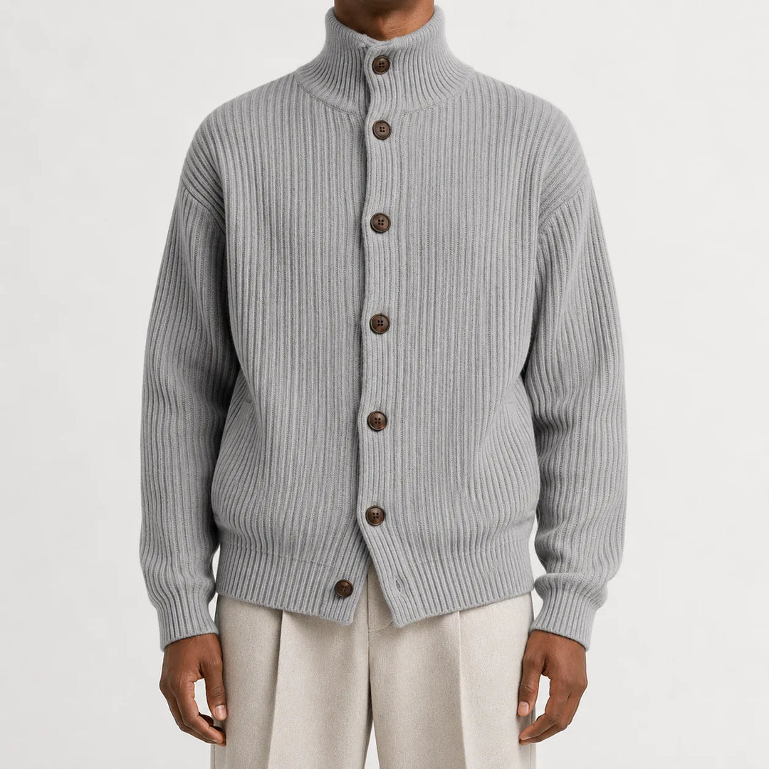 Cardigan Homme à Col Montant – Gris