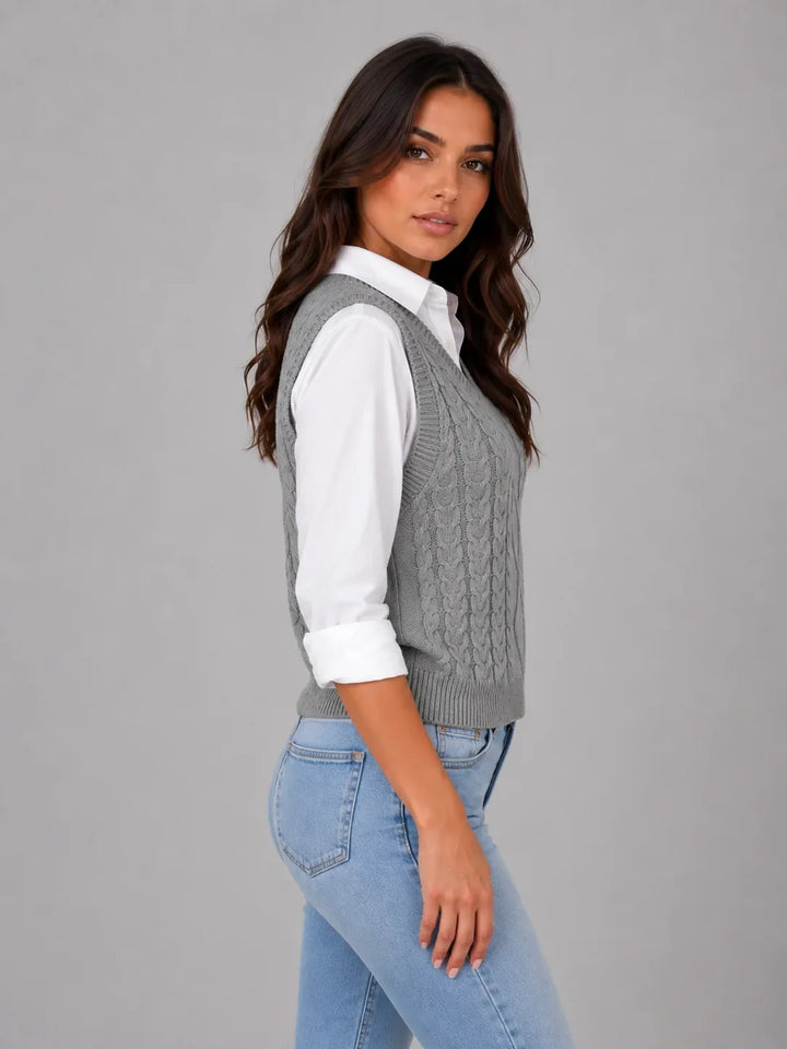 Cardigan sans Manches Torsadé
