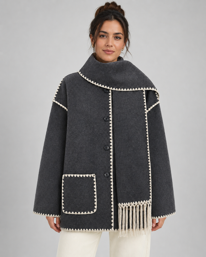 Manteau Ample avec Écharpe Intégrée