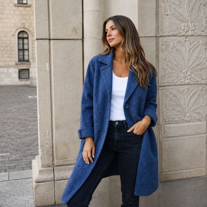 Manteau classique coupe droite – Bleu