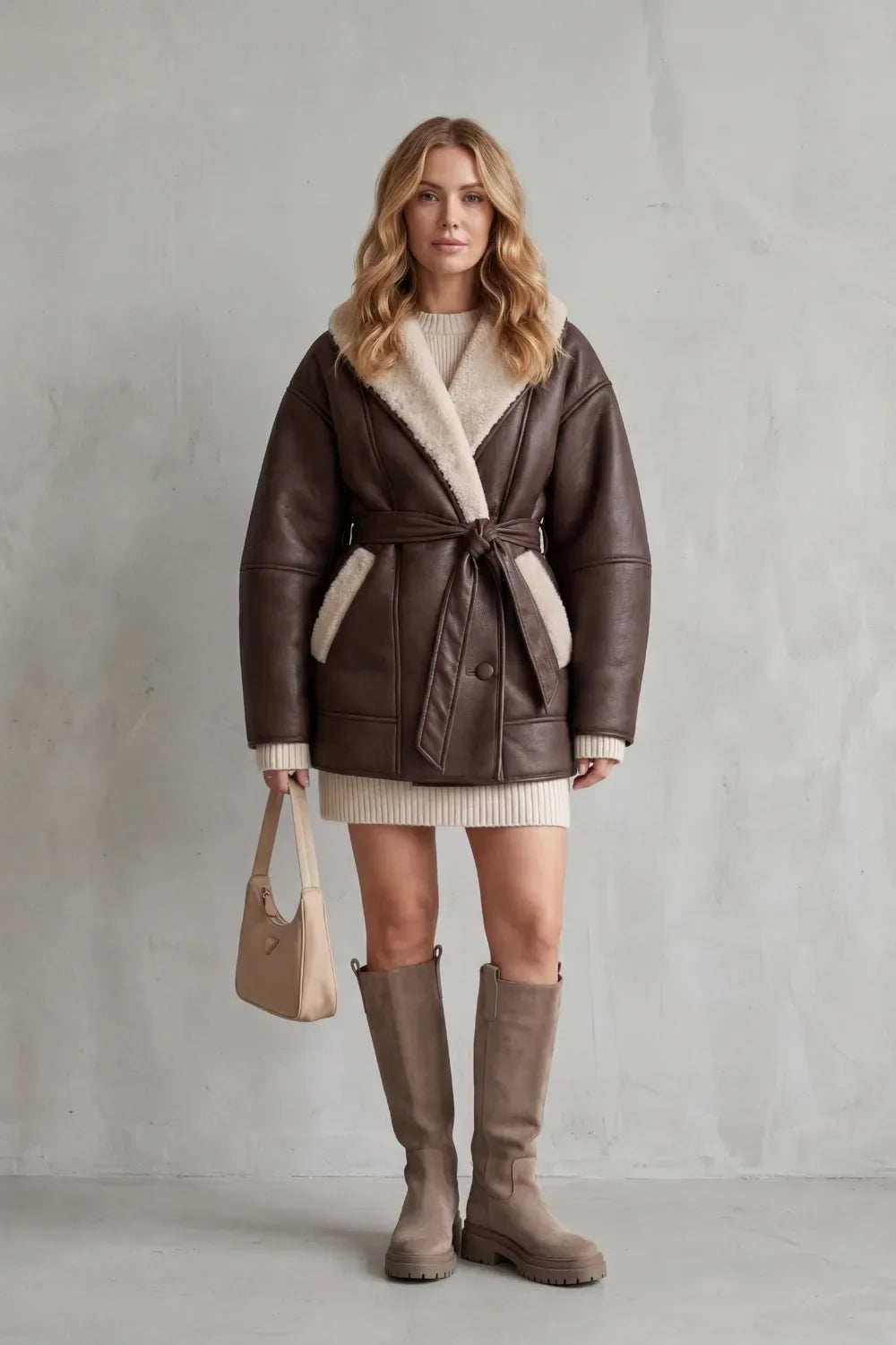 Manteau Enveloppant à Col Douillet