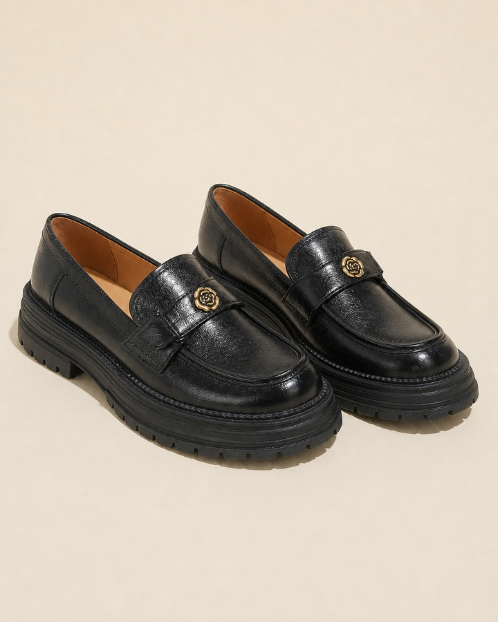 Mocassins Modernes à Plateforme Crantée – Noir