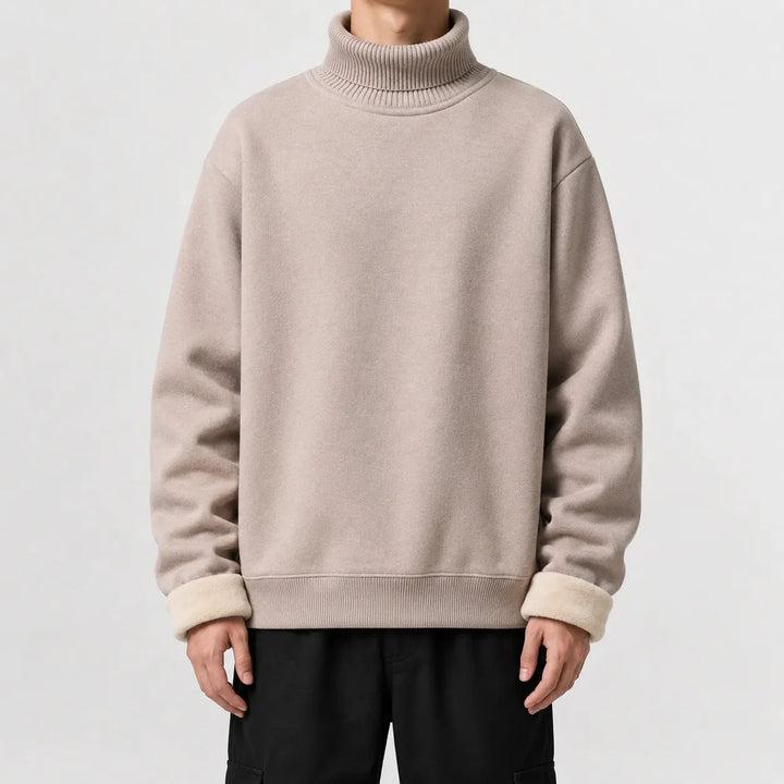 Pull Homme Chaud à Col Roulé – Beige