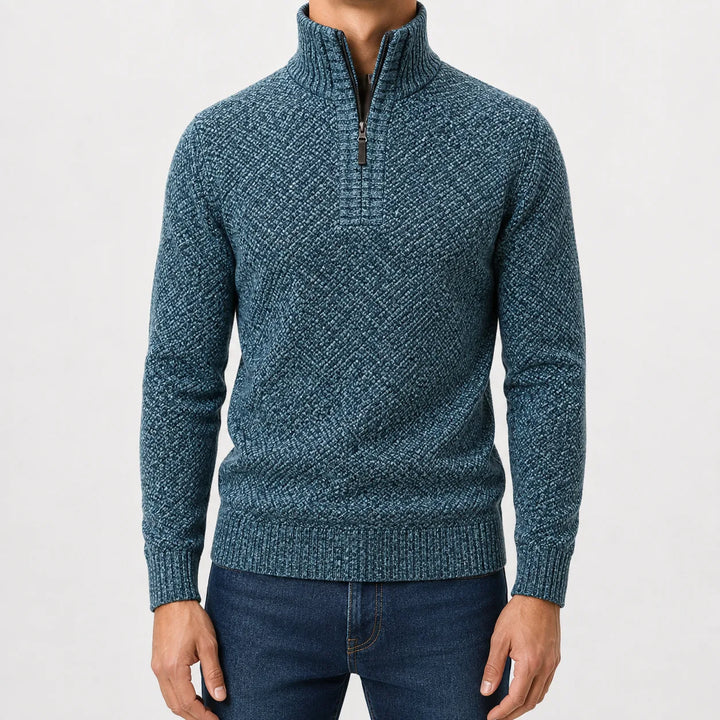 Pull Homme Essentiel Col Montant – Bleu Océan