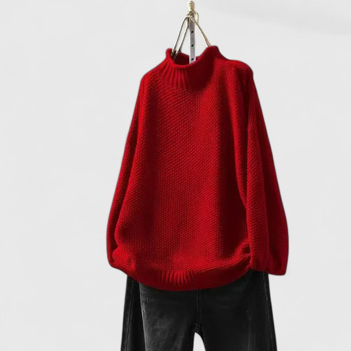 Pull oversize à col montant – Rouge Acceso