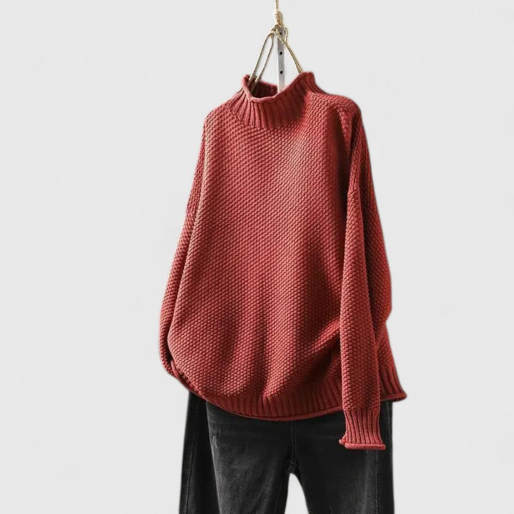 Pull oversize à col montant – Rouge