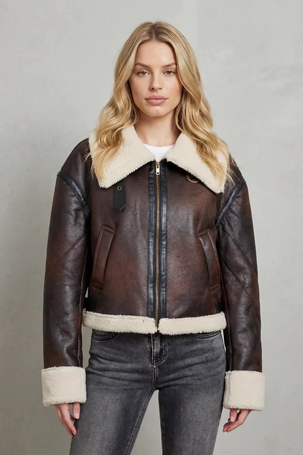 Veste Bombardier à Col Doux