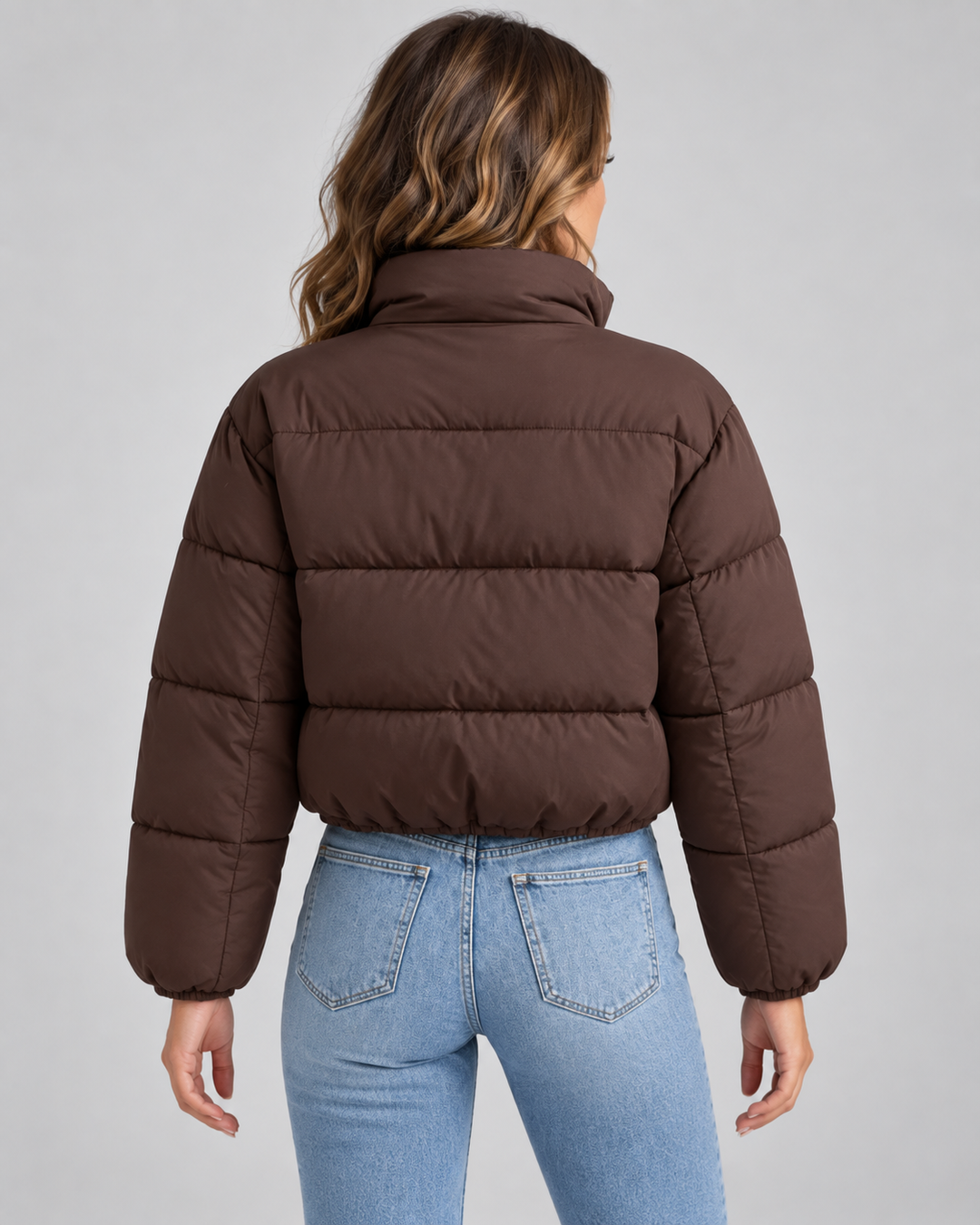 Veste Courte Matelassée Marron