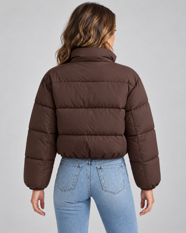 Veste Courte Matelassée Marron