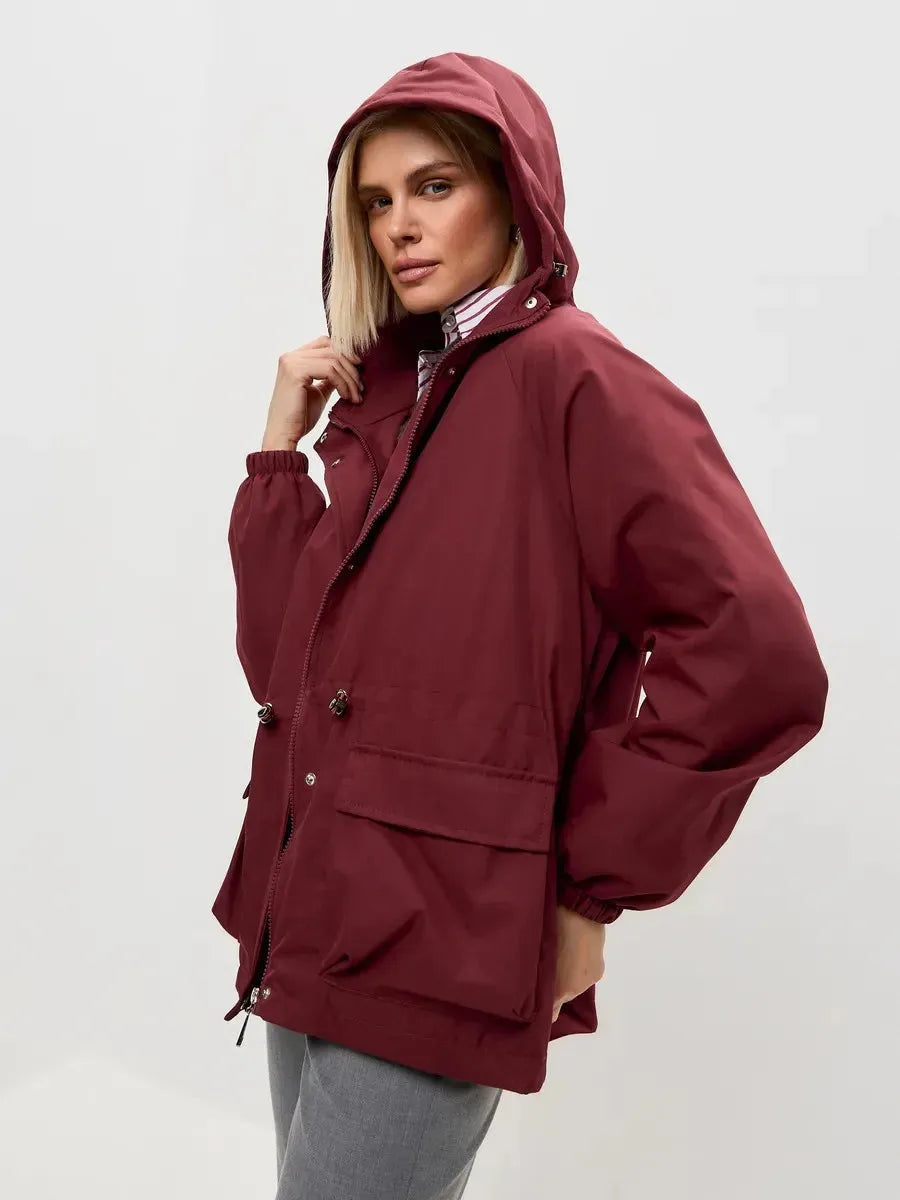 Veste Urbaine à Taille Ajustable – Rouge Vin