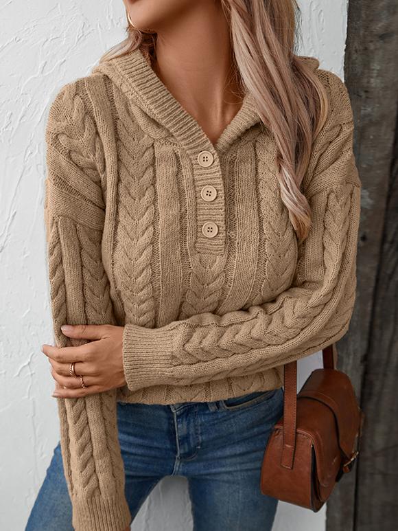 Pull Tricoté Vintage À Capuche Pour Femmes – Indispensable Douillet Automne/Hiver