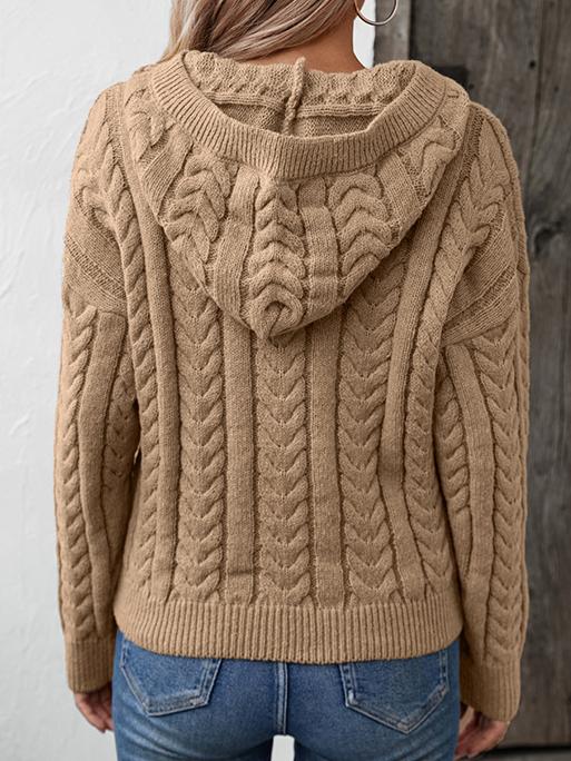 Pull Tricoté Vintage À Capuche Pour Femmes – Indispensable Douillet Automne/Hiver