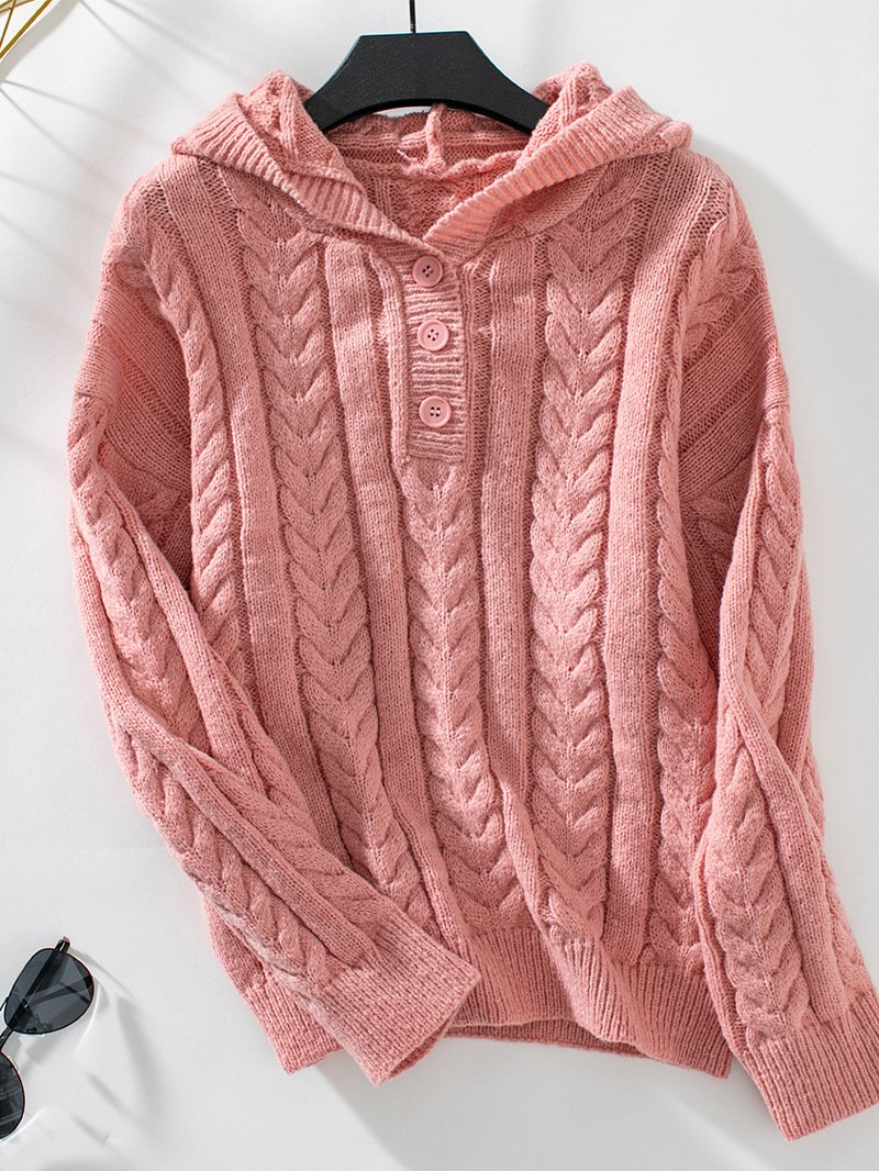 Pull Tricoté Vintage À Capuche Pour Femmes – Indispensable Douillet Automne/Hiver