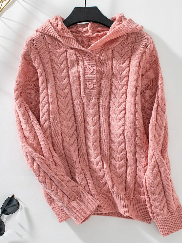 Pull Tricoté Vintage À Capuche Pour Femmes – Indispensable Douillet Automne/Hiver