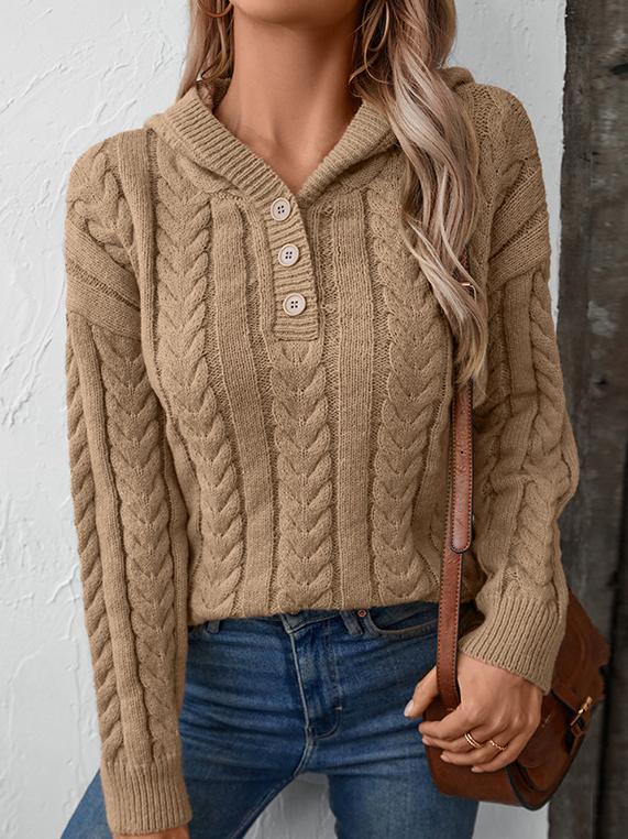 Pull Tricoté Vintage À Capuche Pour Femmes – Indispensable Douillet Automne/Hiver