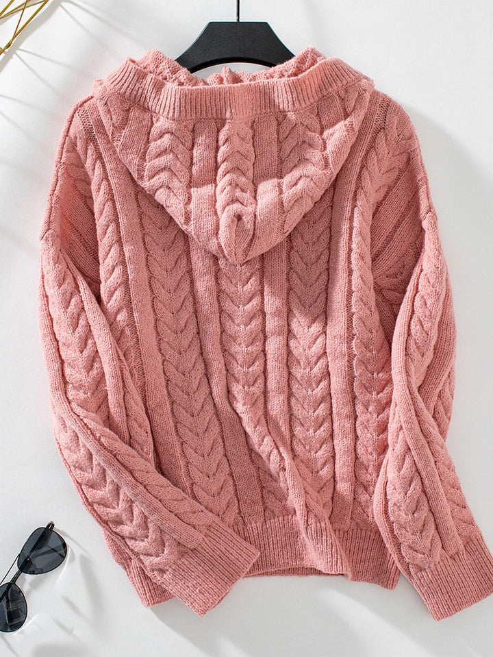 Pull Tricoté Vintage À Capuche Pour Femmes – Indispensable Douillet Automne/Hiver