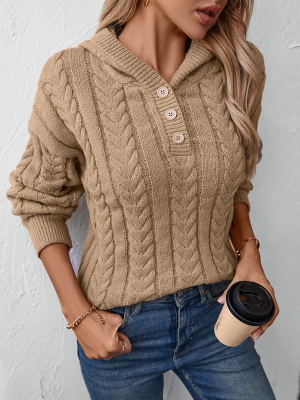 Pull Tricoté Vintage À Capuche Pour Femmes – Indispensable Douillet Automne/Hiver