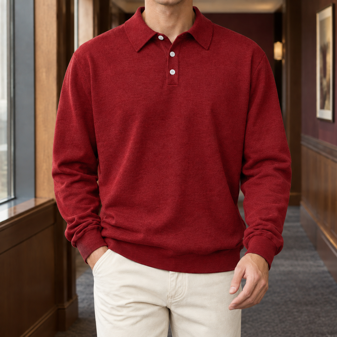 Polo Homme Manches Longues – Rouge