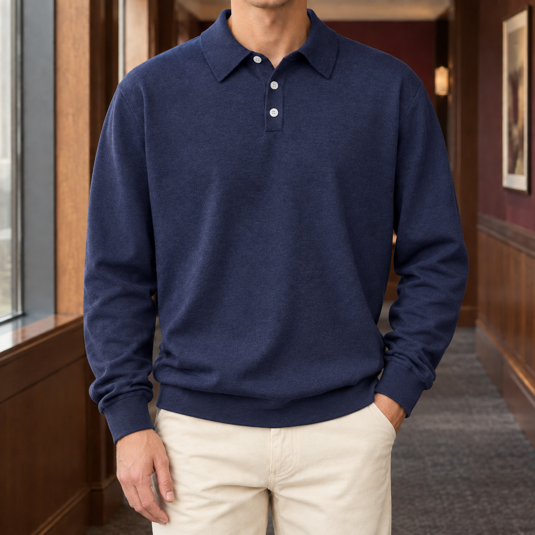 Polo Homme Manches Longues – Bleu Marine