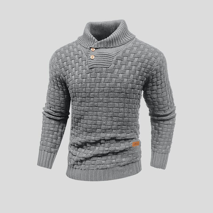 Pull à Col Châle Boutonné – Gris