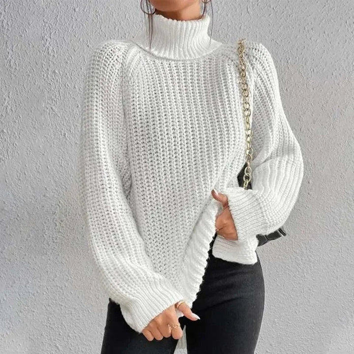 Pull Ample à Encolure Montante – Blanc