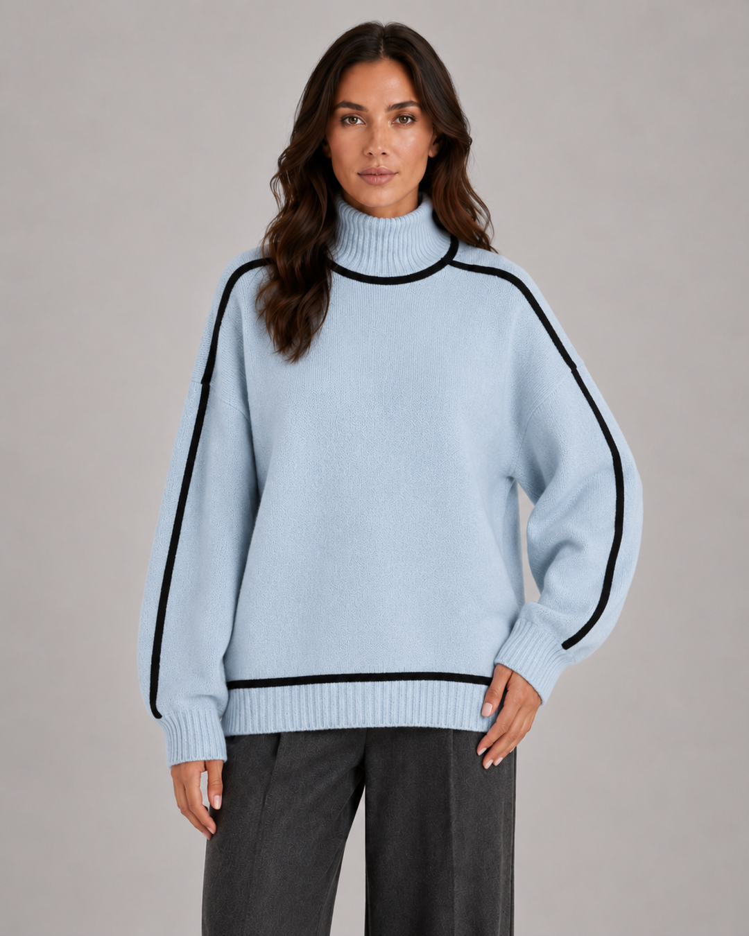 Pull Ample à Bandes Contrastantes – Bleu