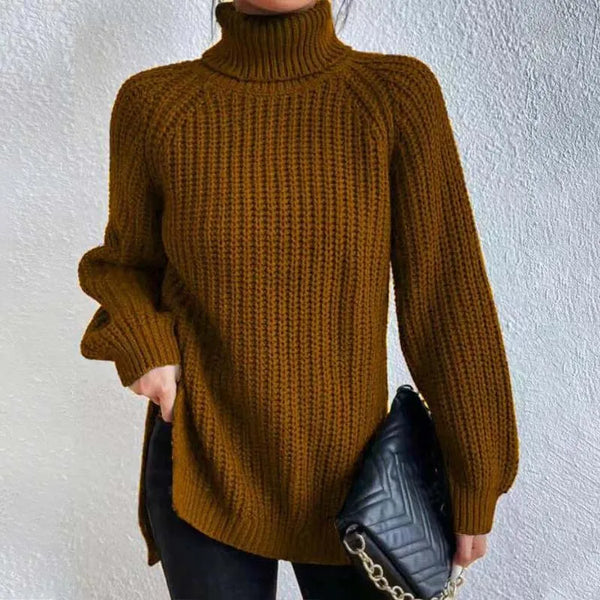 Pull Ample à Encolure Montante – Camel