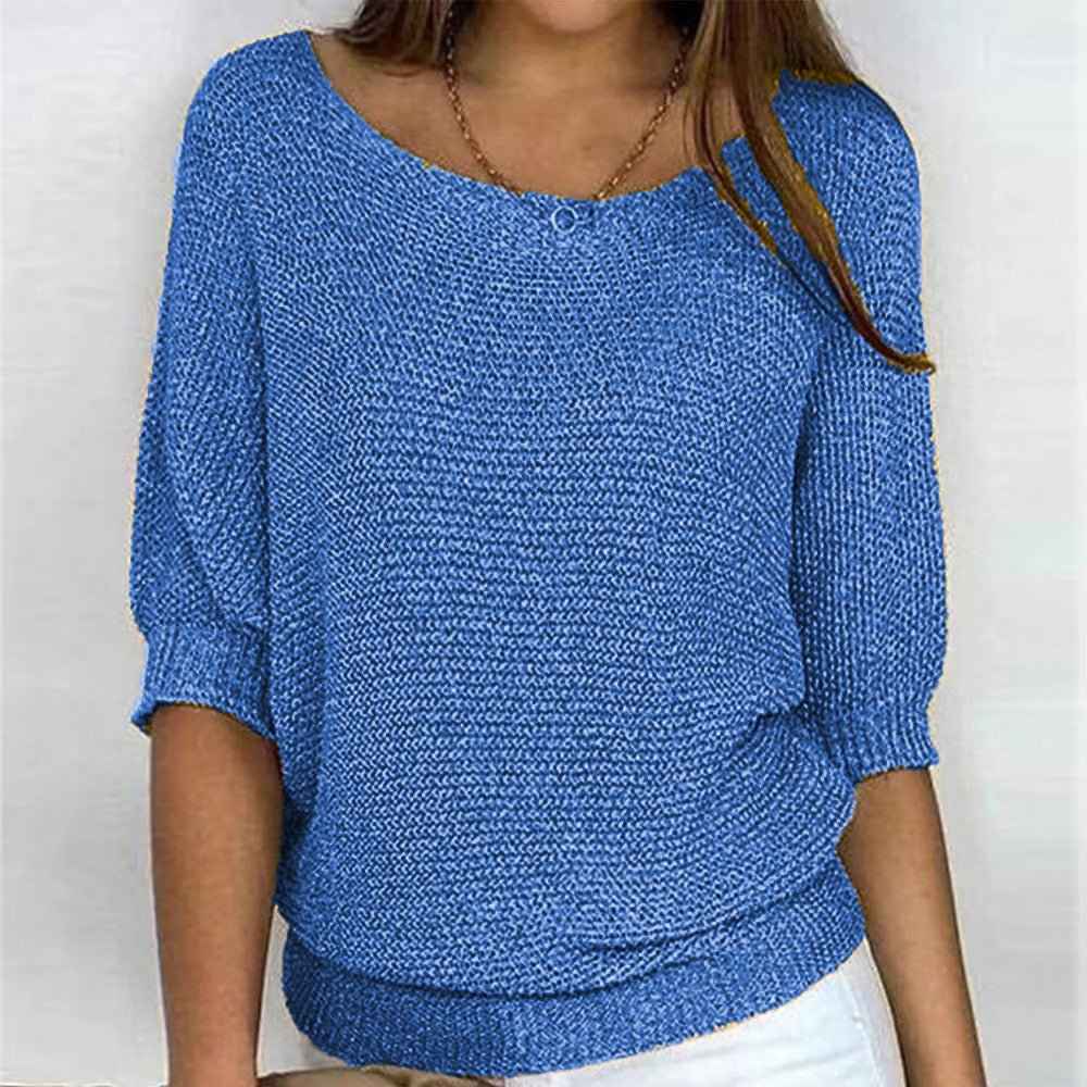 Pull Ample à Col Bateau – Bleu