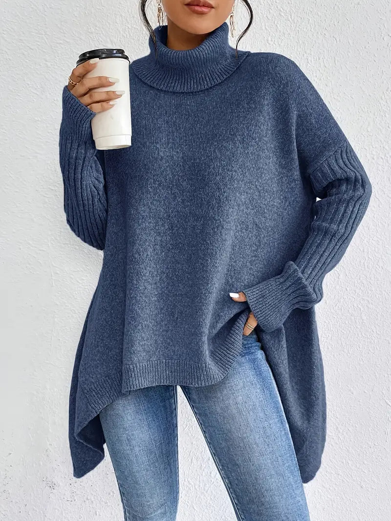 Pull ample à dos long – Bleu Oceano