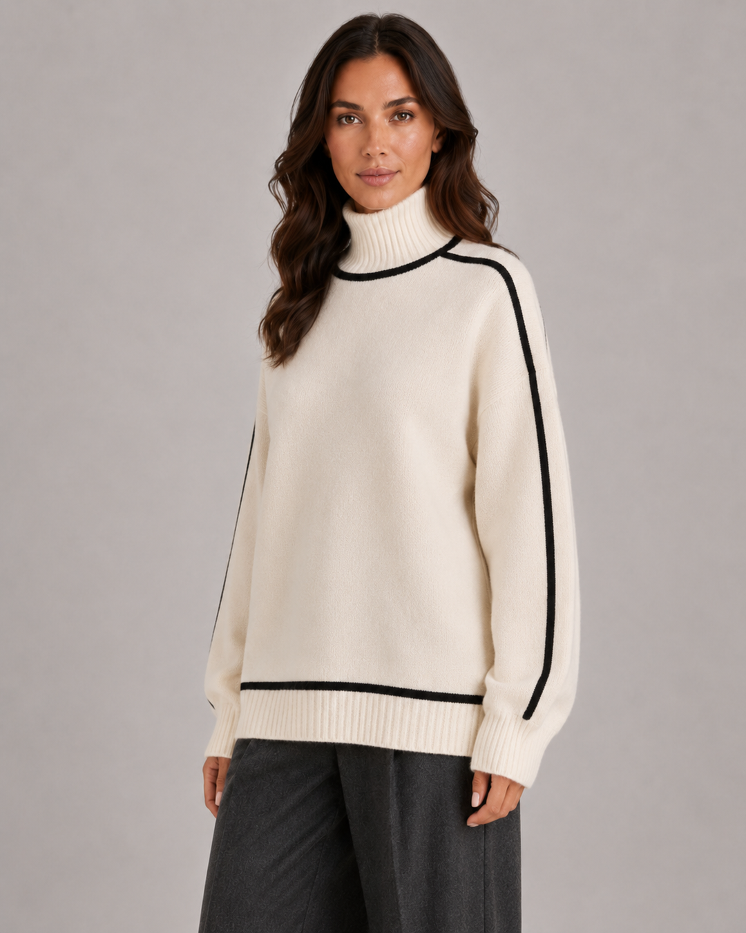 Pull Ample à Bandes Contrastantes