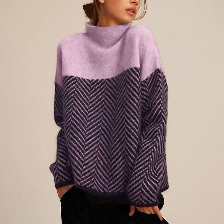 Pull bicolore à motif chevron – Violet