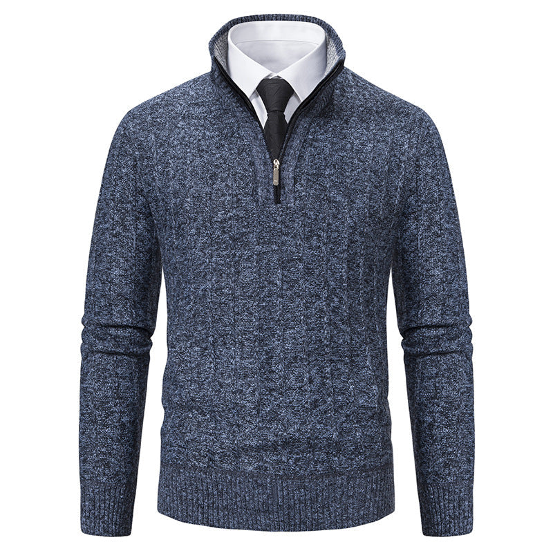 Pull Chiné à Col Camionneur – Bleu
