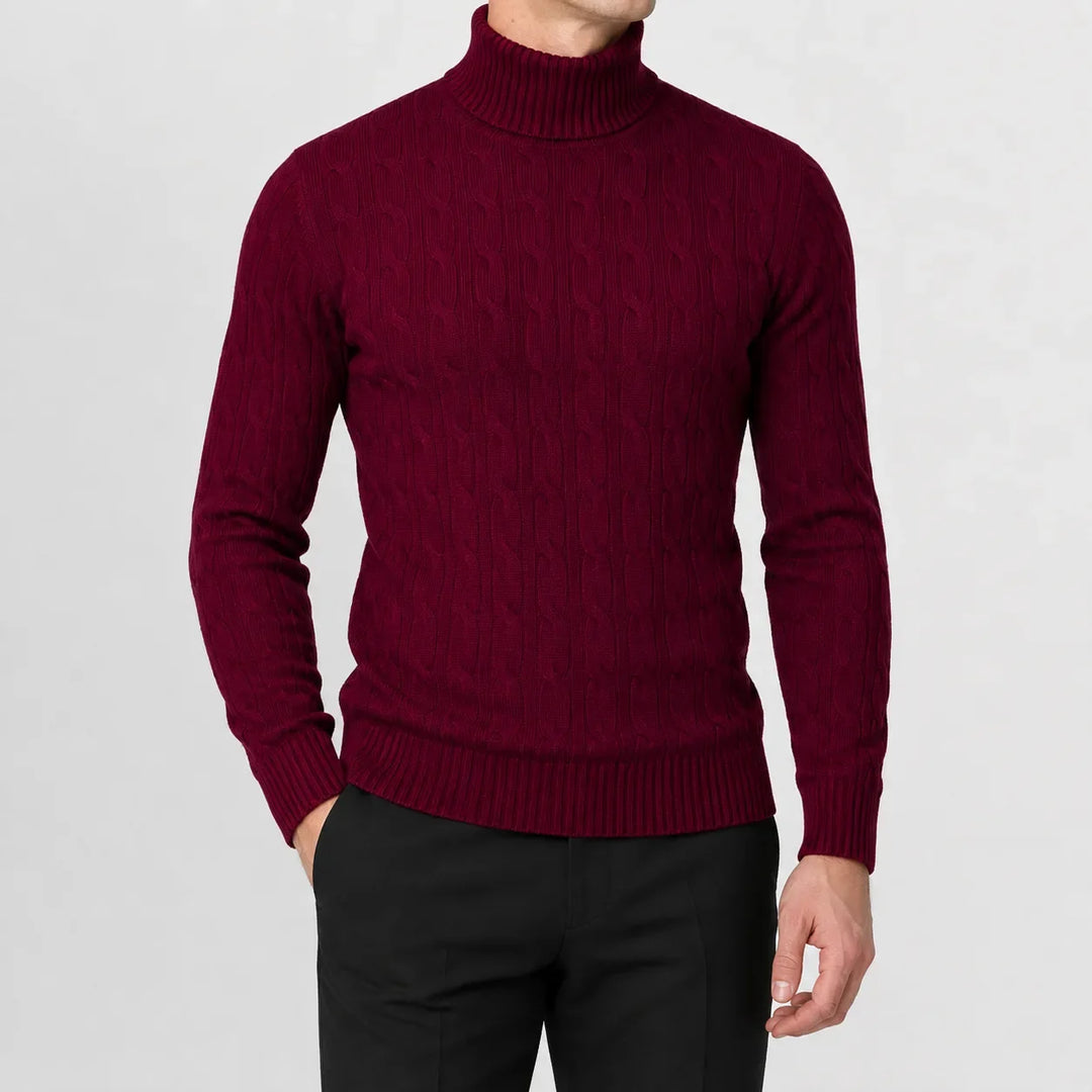 Pull Col Roulé Texturé – Bordeaux