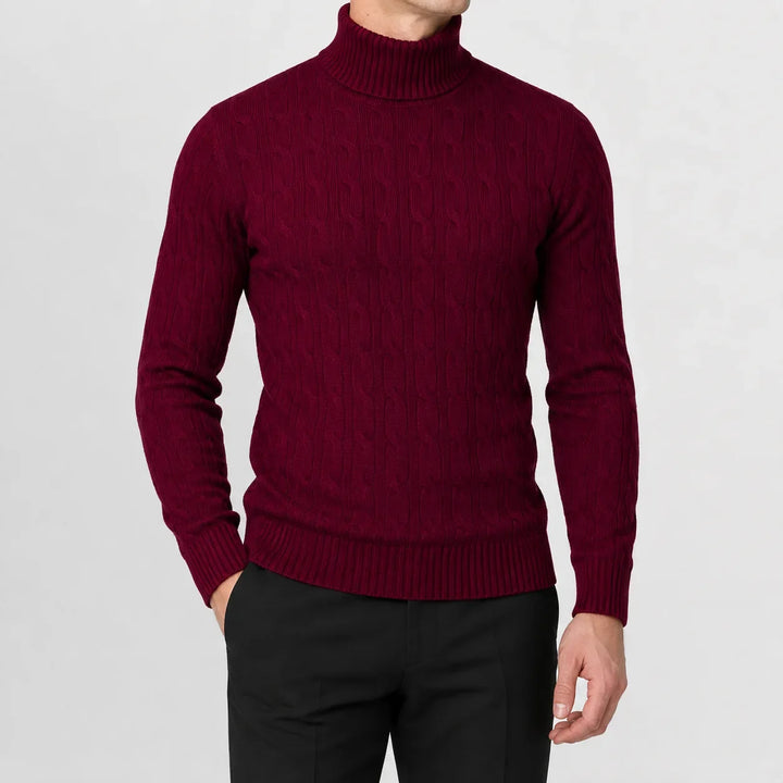 Pull Col Roulé Texturé – Bordeaux