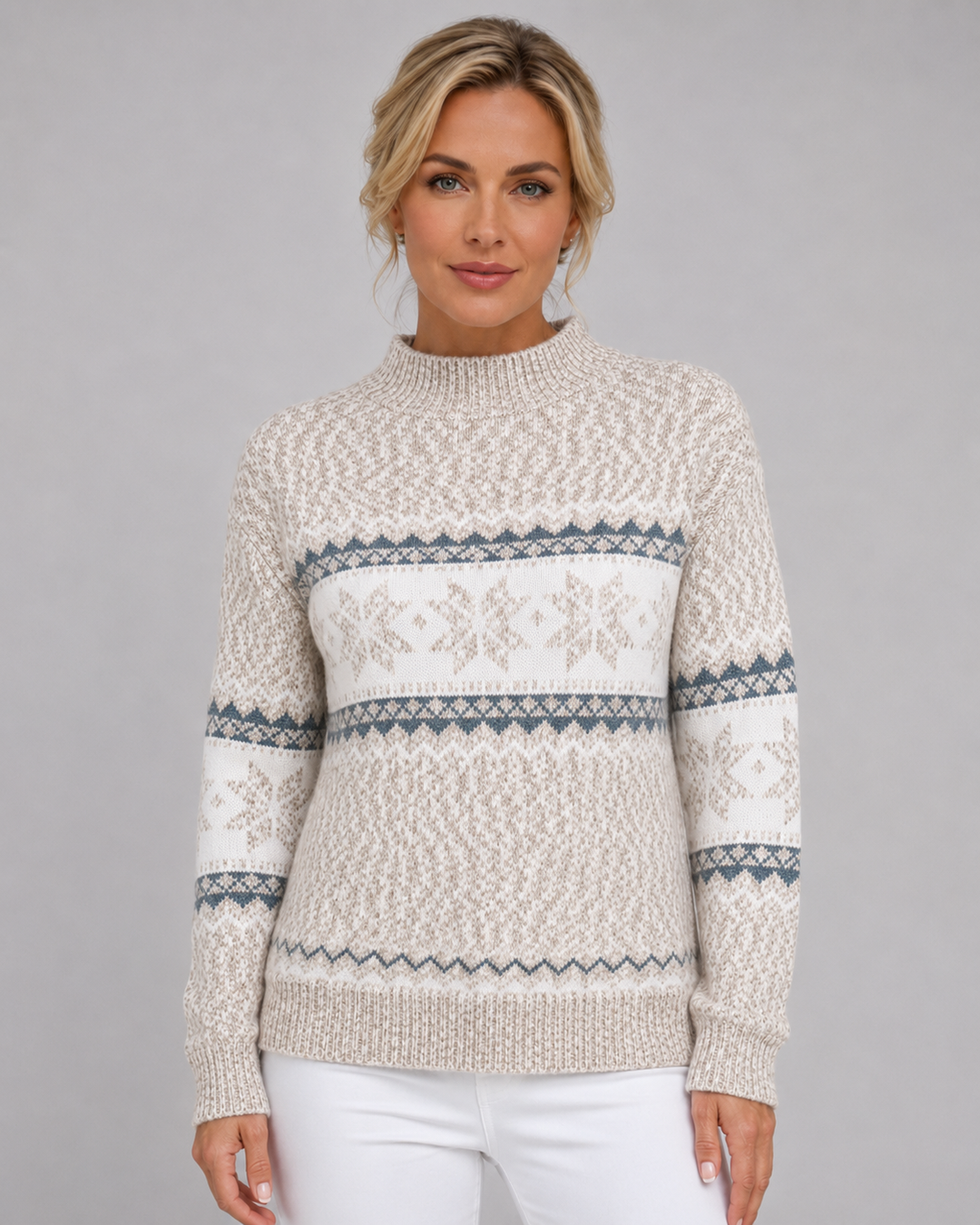 Pull Confortable à Motif Alpin – Abricot