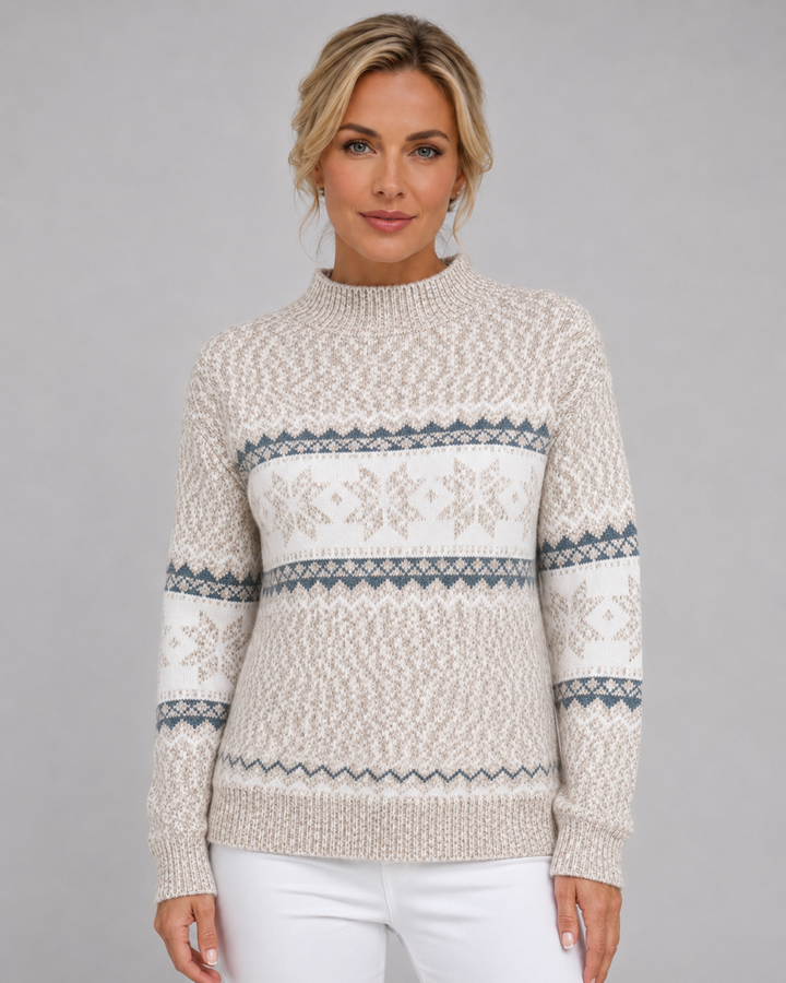 Pull Confortable à Motif Alpin – Abricot