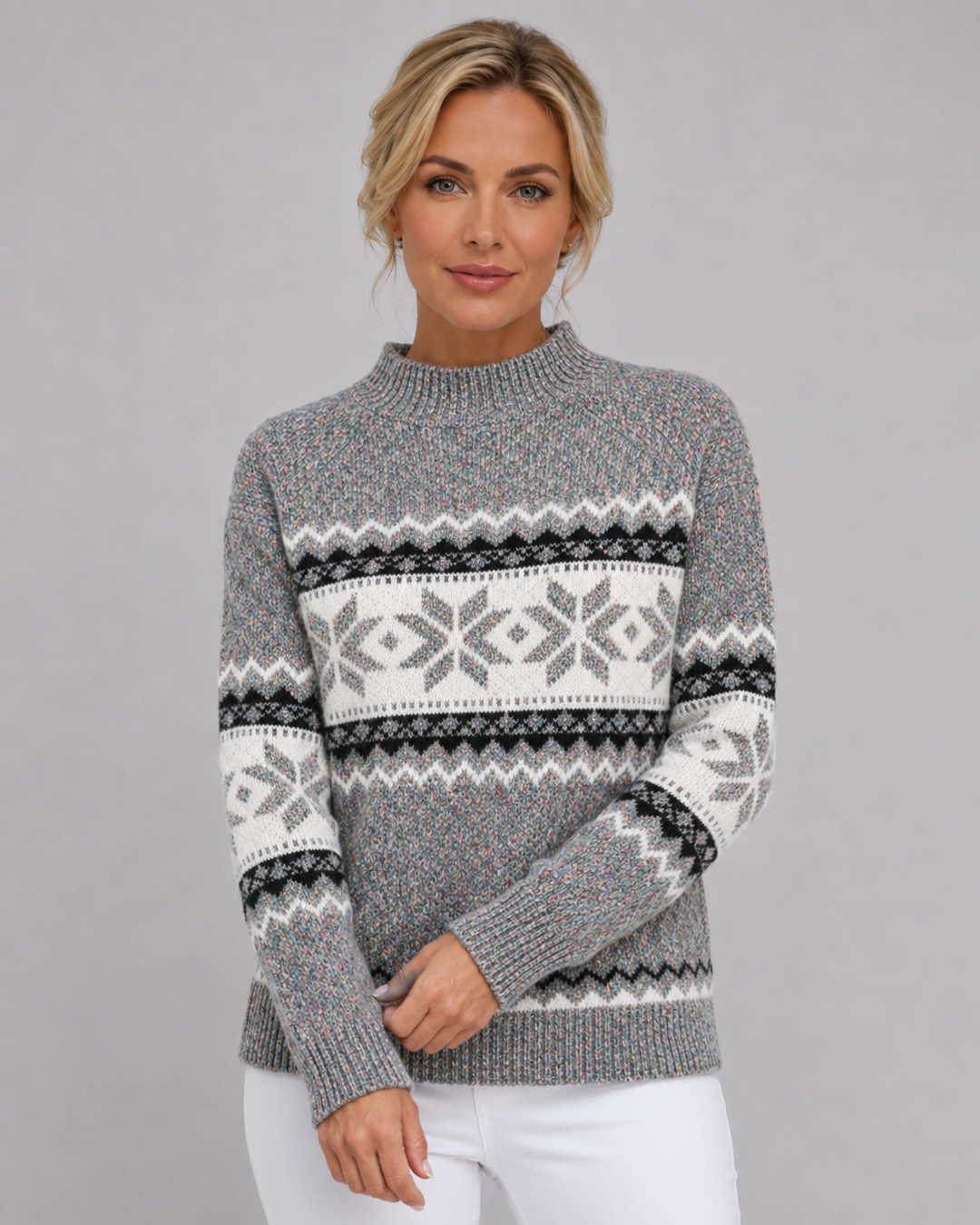 Pull Confortable à Motif Alpin – Gris