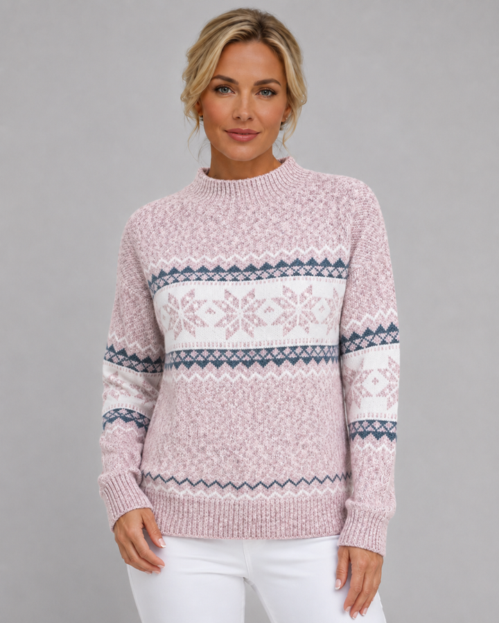 Pull Confortable à Motif Alpin – Rose