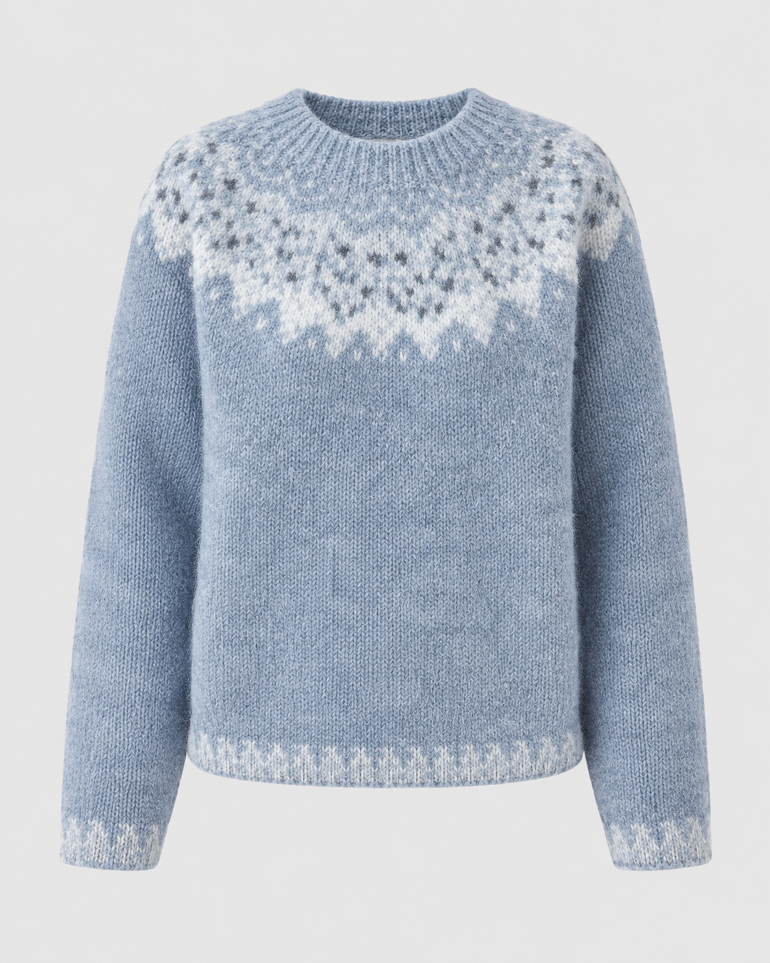 Pull Douillet à Motif Nordique – Bleu Clair