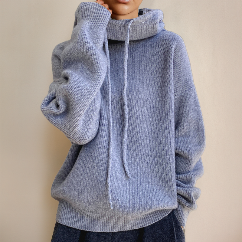 Pull Enveloppant à Capuche Haute – Gris