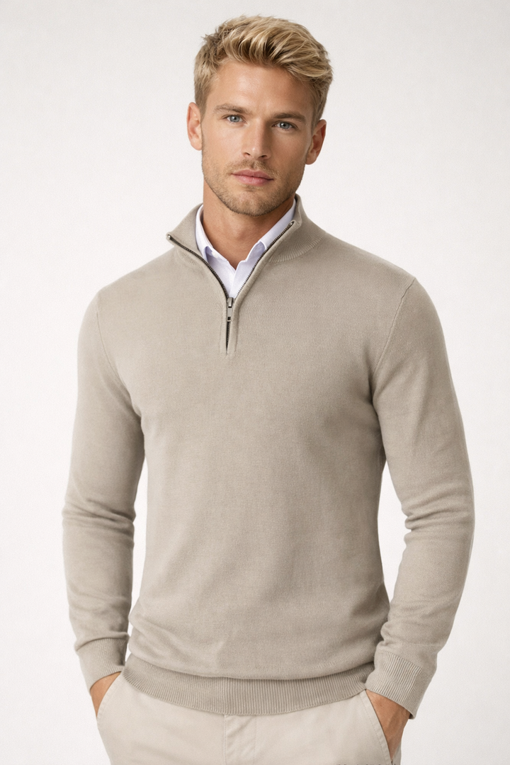 Pull Essentiel à Col Zippé – Beige