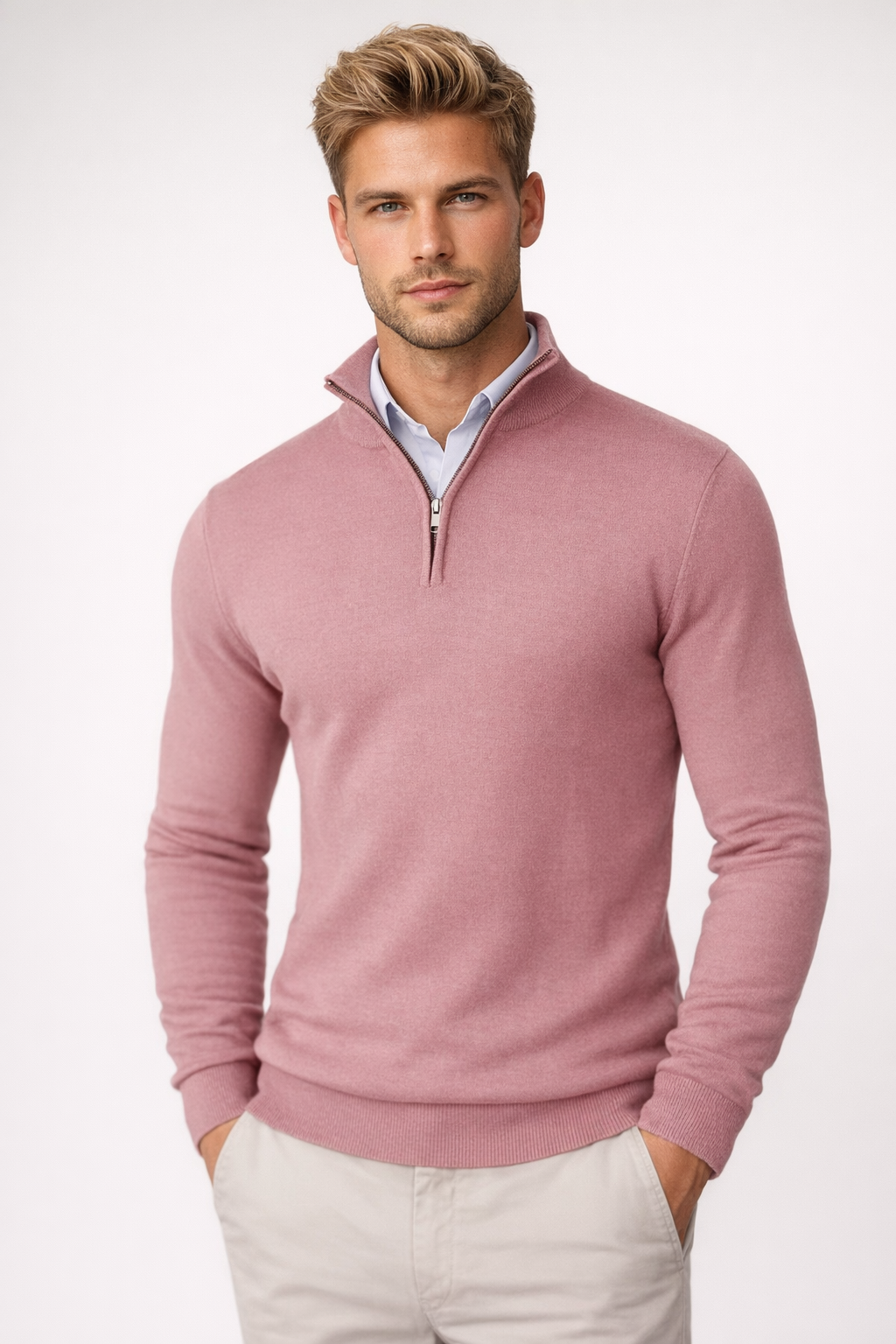Pull Essentiel à Col Zippé – Rose