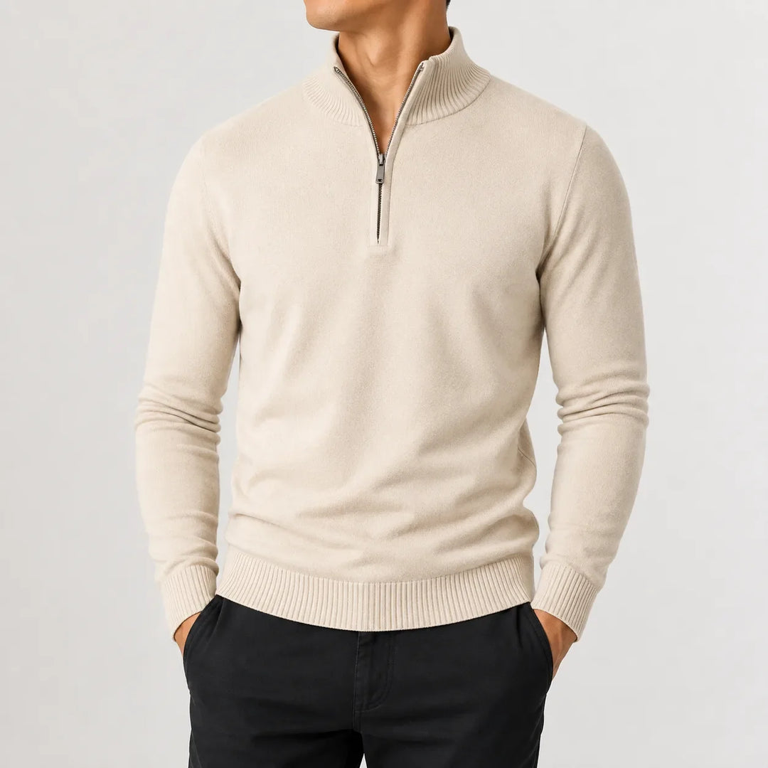 Pull Homme à Col Droit – Beige
