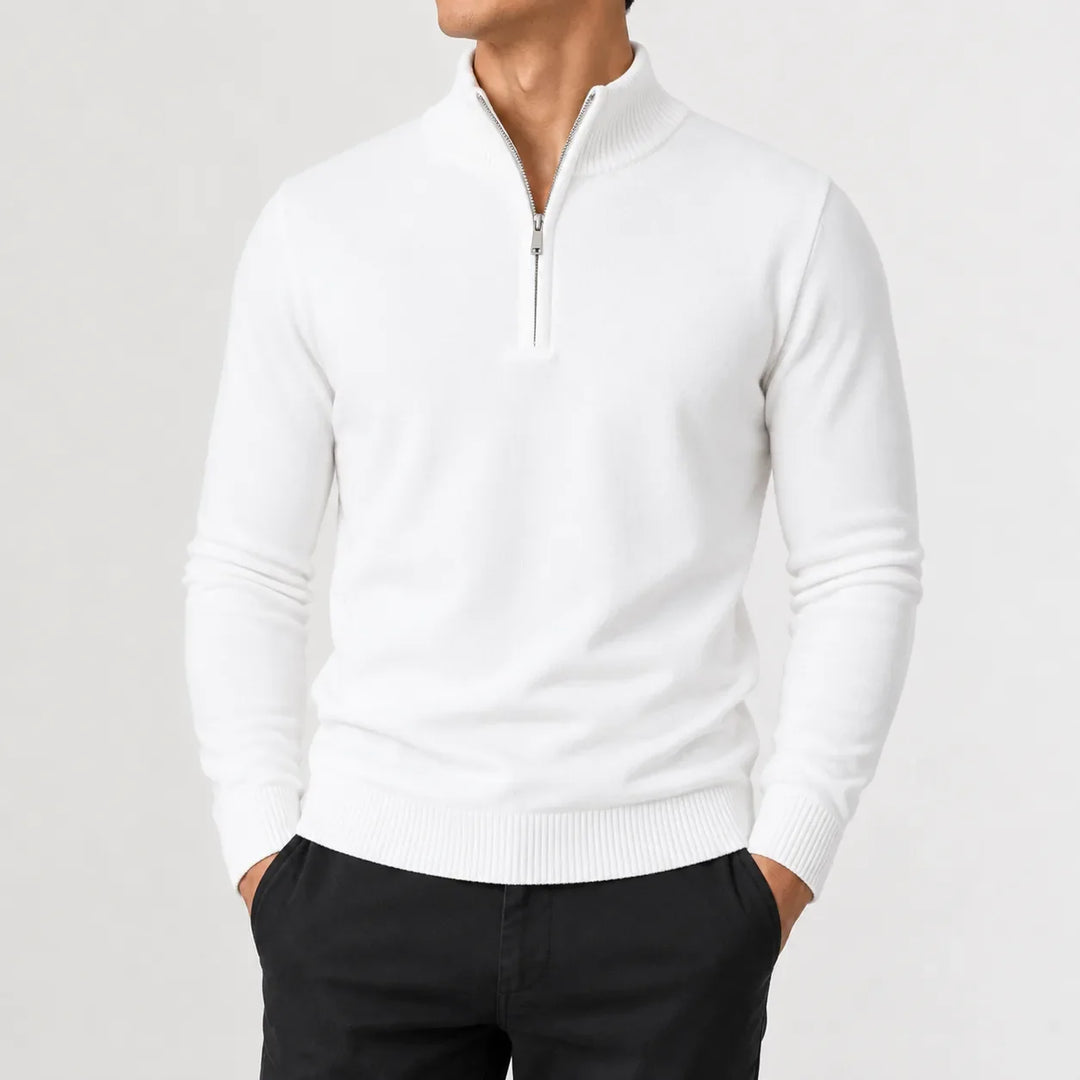 Pull Homme à Col Droit – Blanc