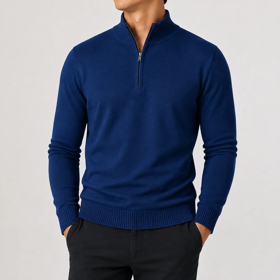 Pull Homme à Col Droit – Bleu Marine