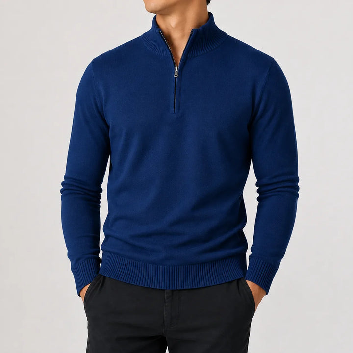 Pull Homme à Col Droit – Bleu Marine