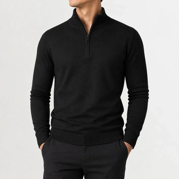 Pull Homme à Col Droit – Noir